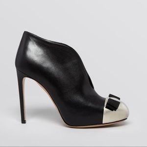 Salvatore Ferragamo Noyal Metal Cap Suede Bootie